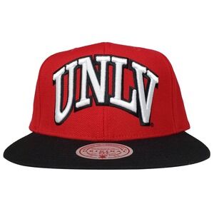 UNLV Rebels Mitchell & Ness NCAA Snapback Hat Cap‎ 3D Logo Red Black NWT